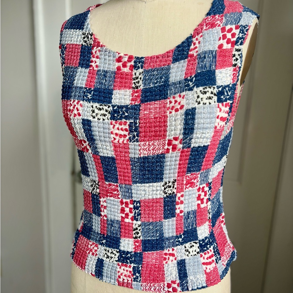 Vintage Plisse/Accordion Patchwork Top